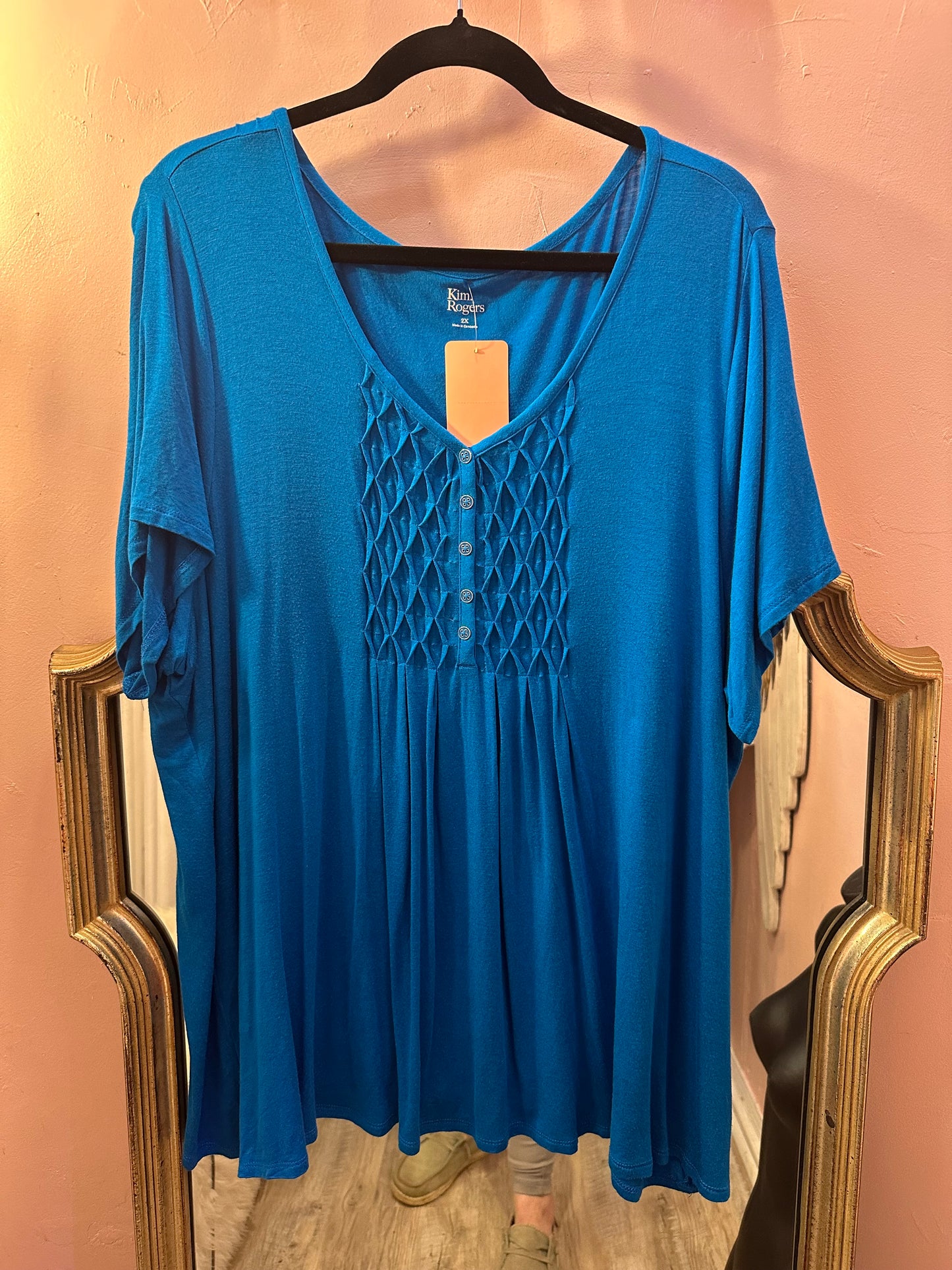Kim Rogers 2X Royal Blue Short Sleeve Top