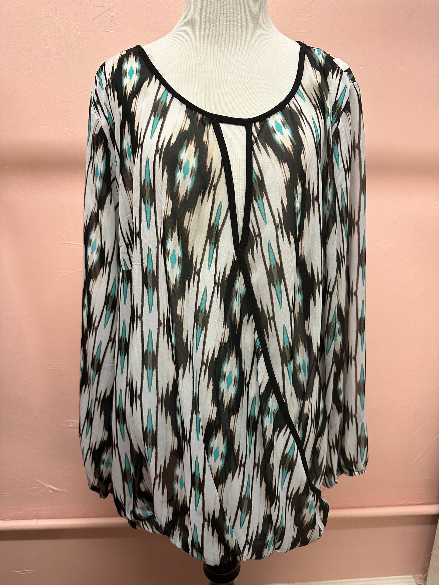 Halo Long Sleeve Patterned Top in 2X