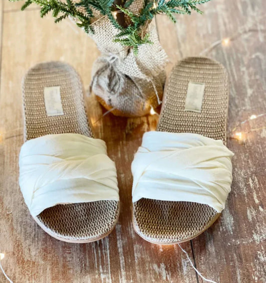 NEW FacePlant Bamboo Hemp Slippers/Slides Sz 8 - IVORY Lightweight