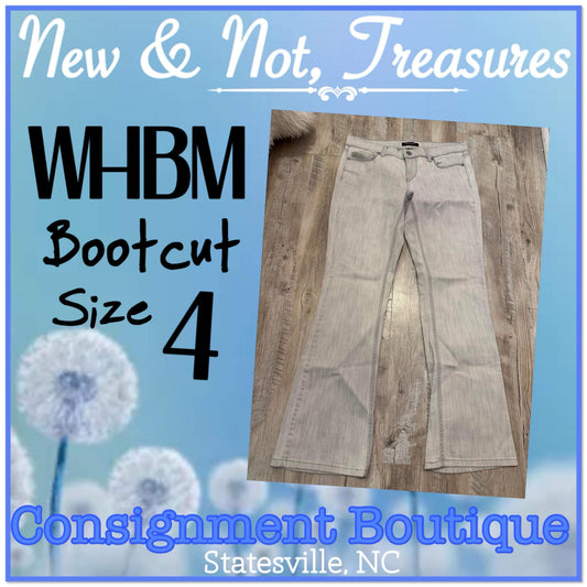 WHITE HOUSE BLACK MARKET LIGHT GRAY DENIM JEANS BOOT CUT NOIR  Sz 4 EUC