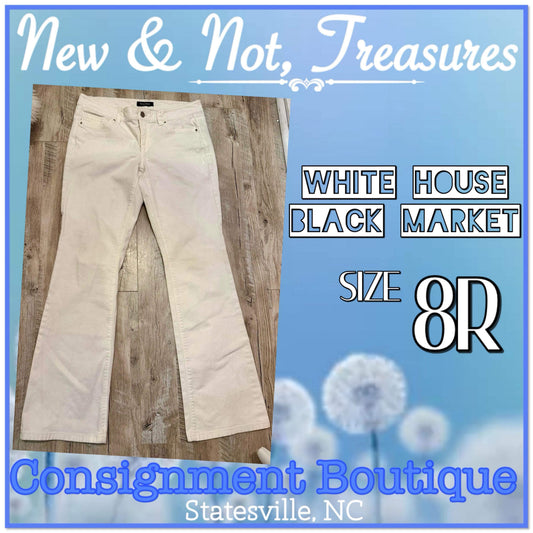 WHITE HOUSE BLACK MARKET WHITE DENIM JEANS BOOT CUT Sz 8R  EUC