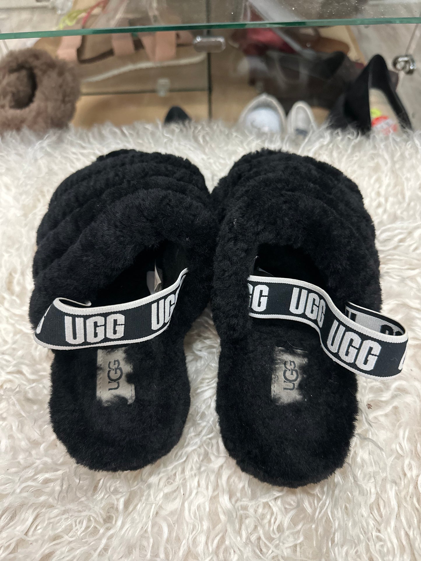 Ugg Fluff Yeah Black Slides in 3