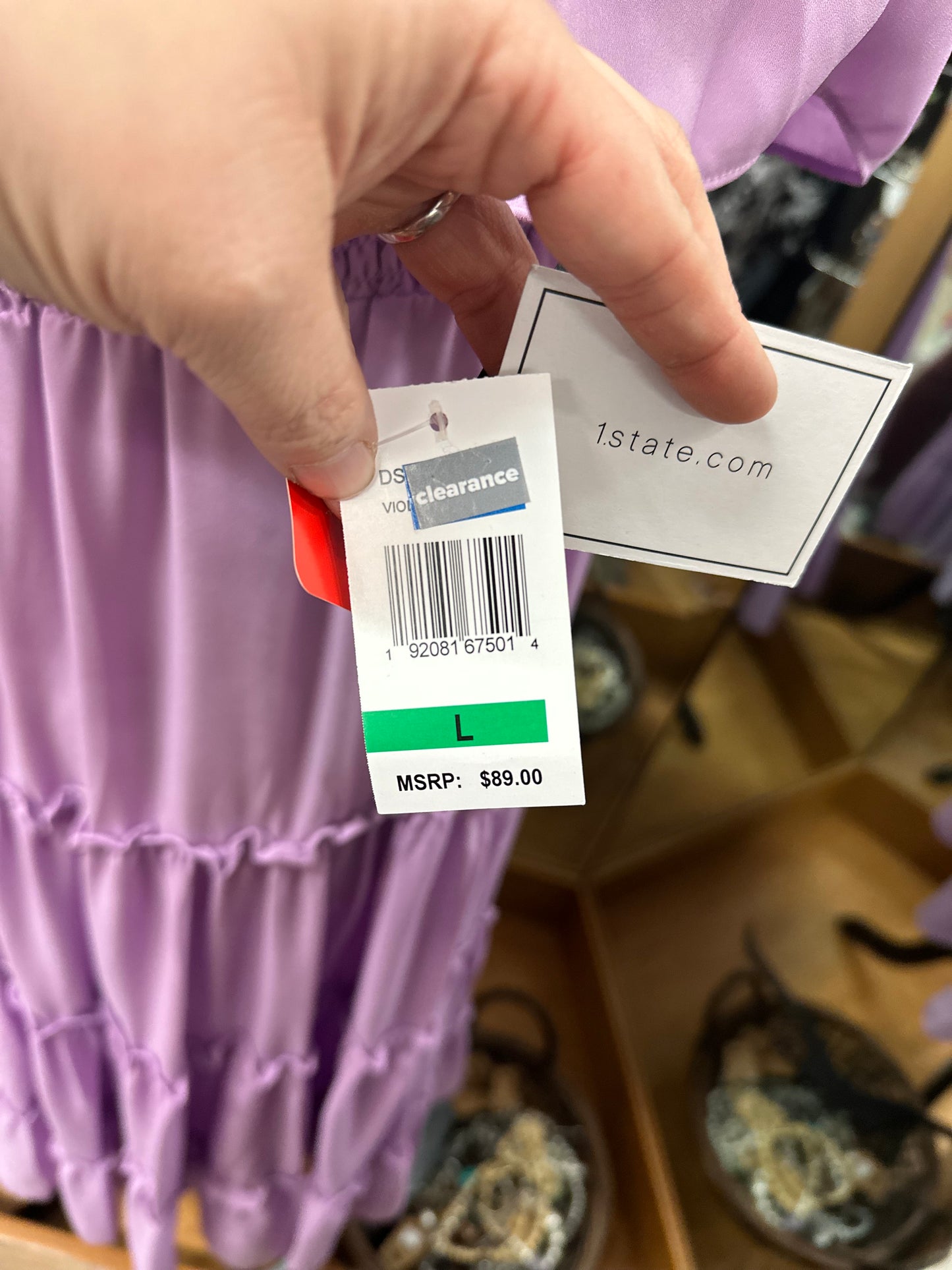 1.State Purple Strapless Ruffle Dress in L