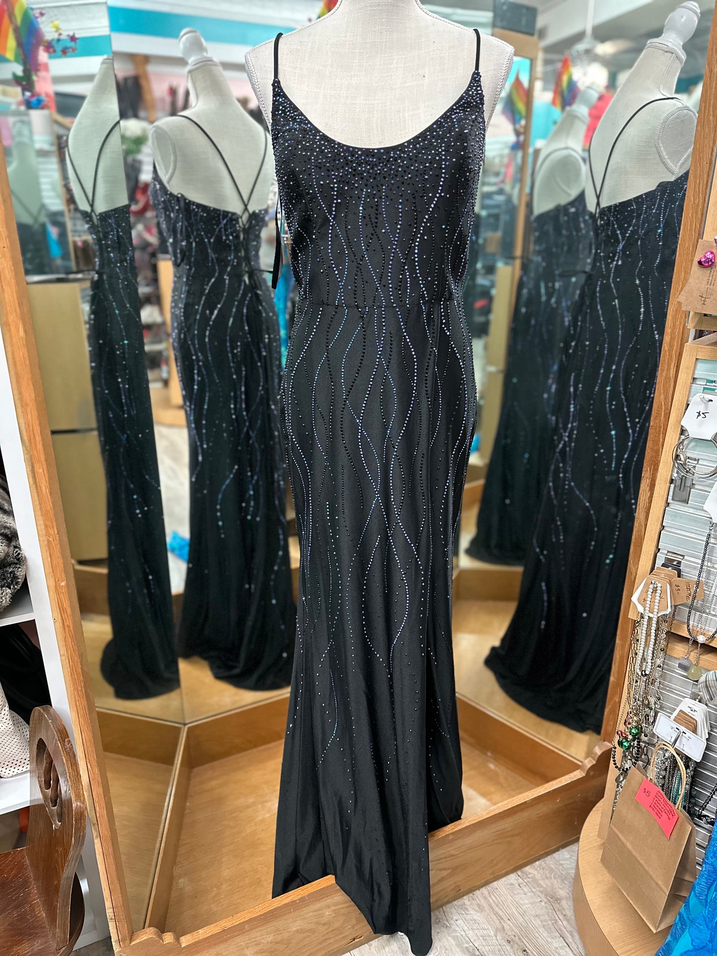 Glow Black Purple/Blue Jeweled Dress in 10