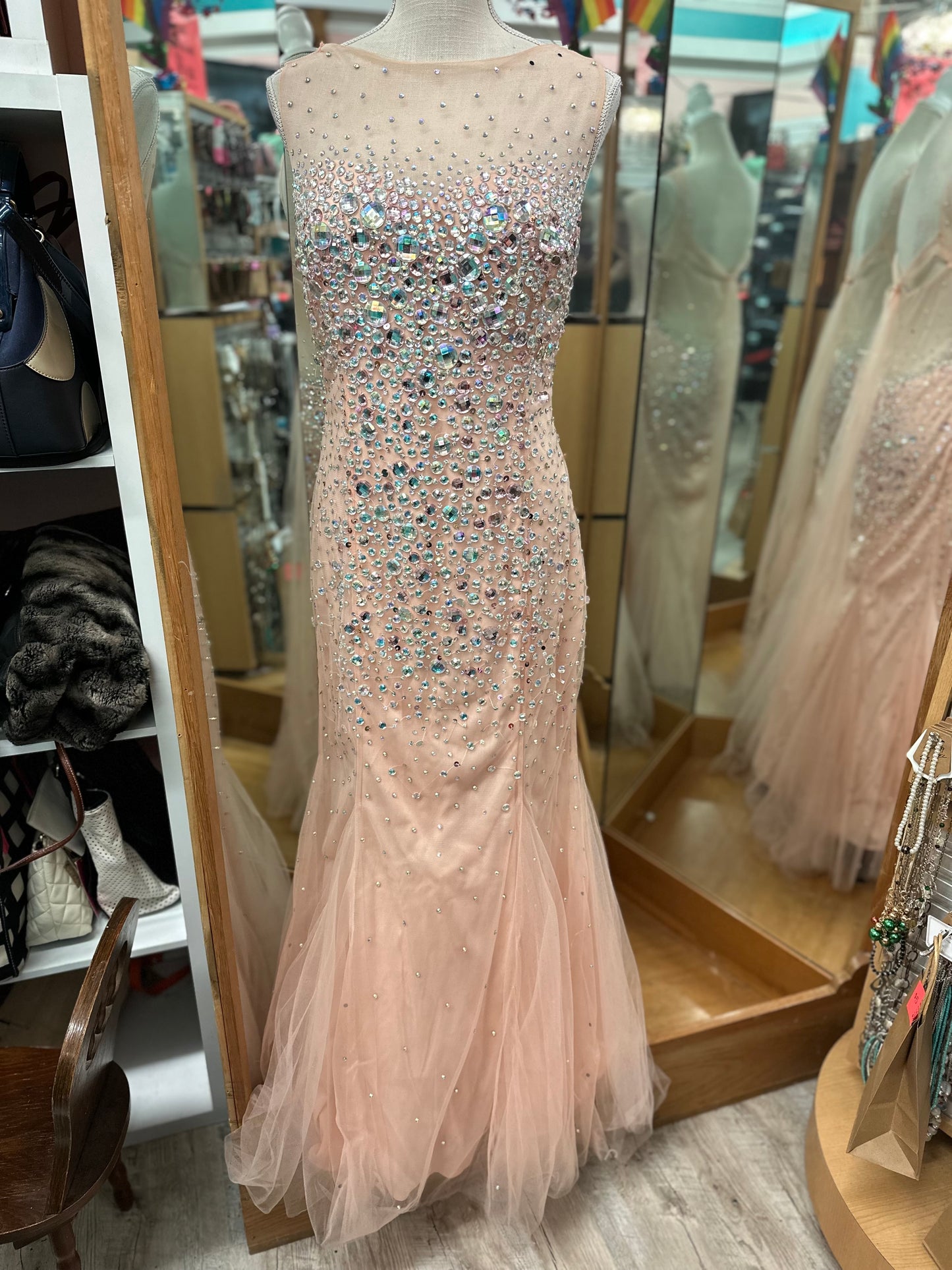 Anny Lee Pink Sparkly Mermaid Gown in XL