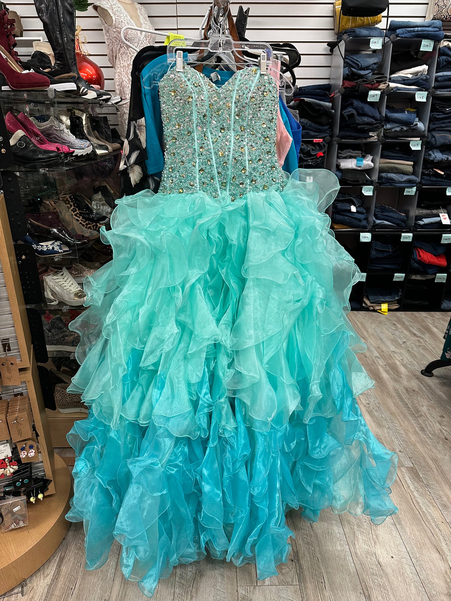 Fiesta Blue Ombre Quinceanera Gown in XS