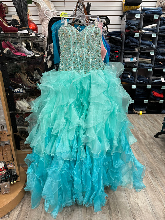 Fiesta Blue Ombre Quinceanera Gown in XS