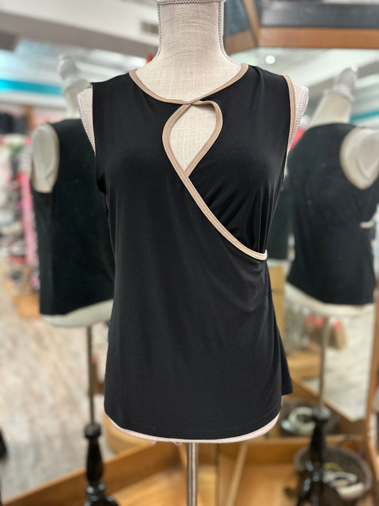 Susan Lawrence Black and Gold Keyhole Tank in L