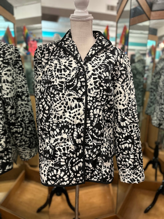 Kim Rogers Black and White Quilted Jacket in XL