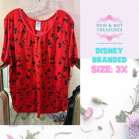 Disney Branded Mickey Pattern 3X Short Sleeve Tee