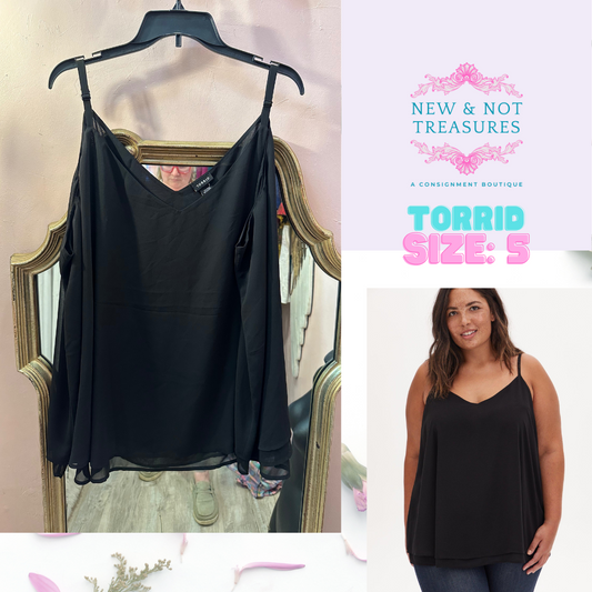 Torrid Black Double Layer V-Neck Cami with Tags