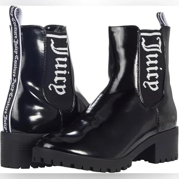 NWT $90 Juicy Couture One-Up Women's Heeled Chelsea Boots Black Size 8.