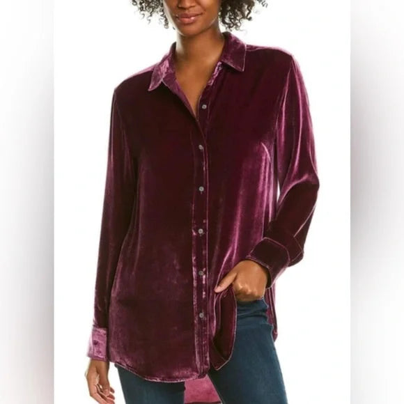 Tommy Bahama Velvet Sands Silk Blend LS Shirt Beet Red M $225 EUC