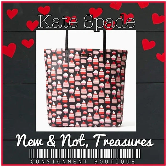 Kate Spade TAKE THE CAKE BON SHOPPER Large Tote Cupcake Bag Purse Macaroon
