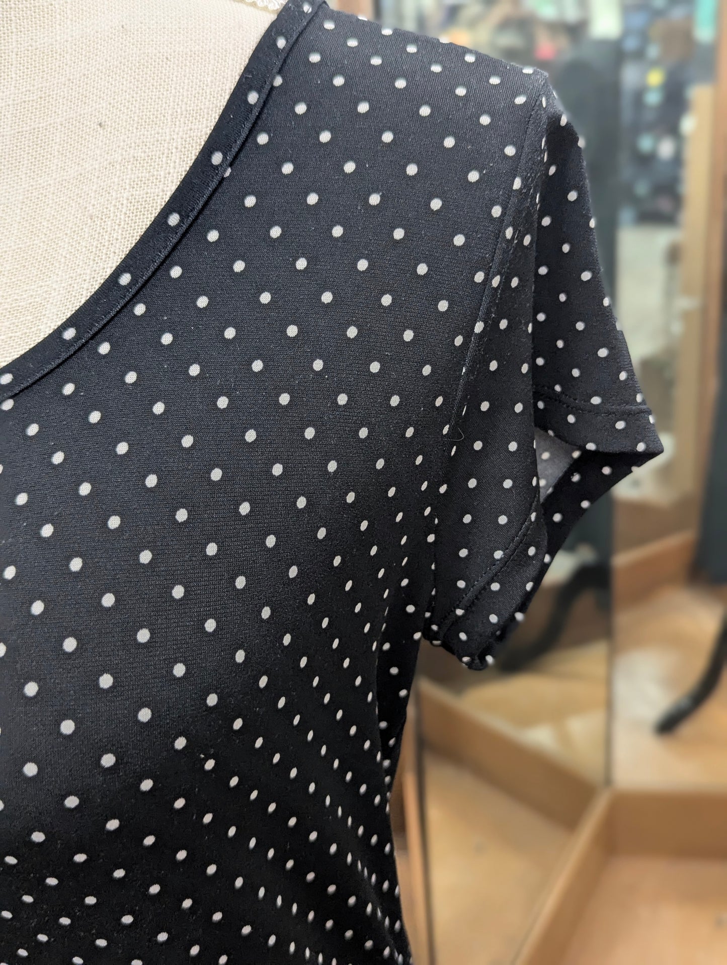 Michael Kors Black Polka Dot Short Sleeve Dress in M
